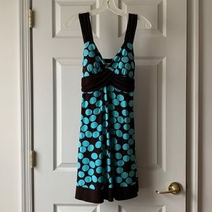 Speechless brown & turquoise polka dot sundress size small